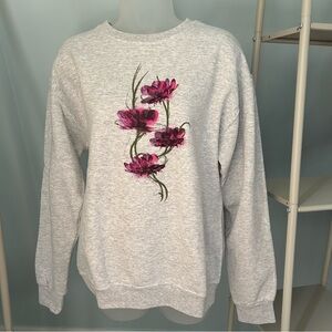 Jerzees Cottagecore Oversized Sweatshirt Purple Floral Grandmacore